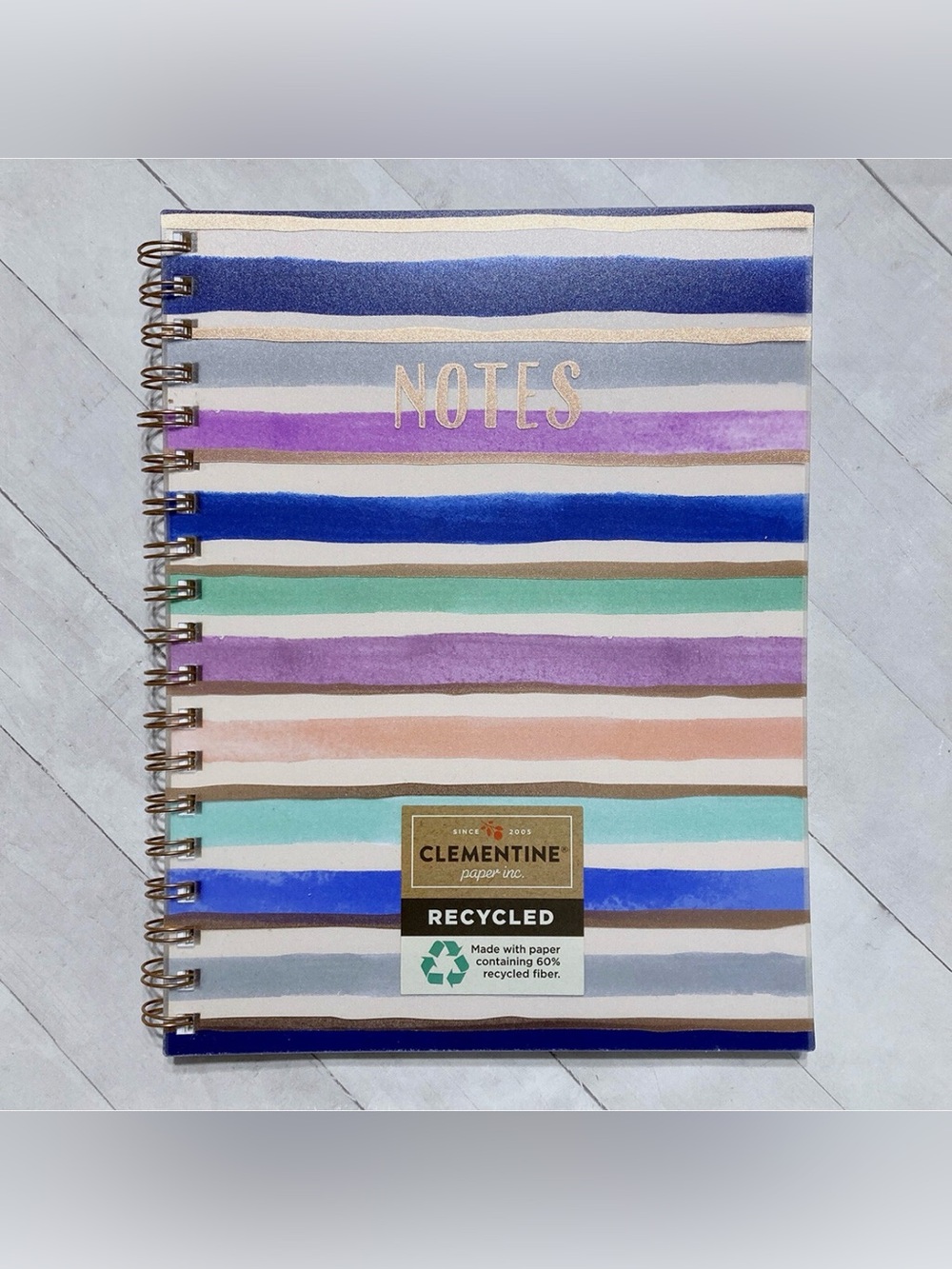 Clementine Watercolor Striped Notebook